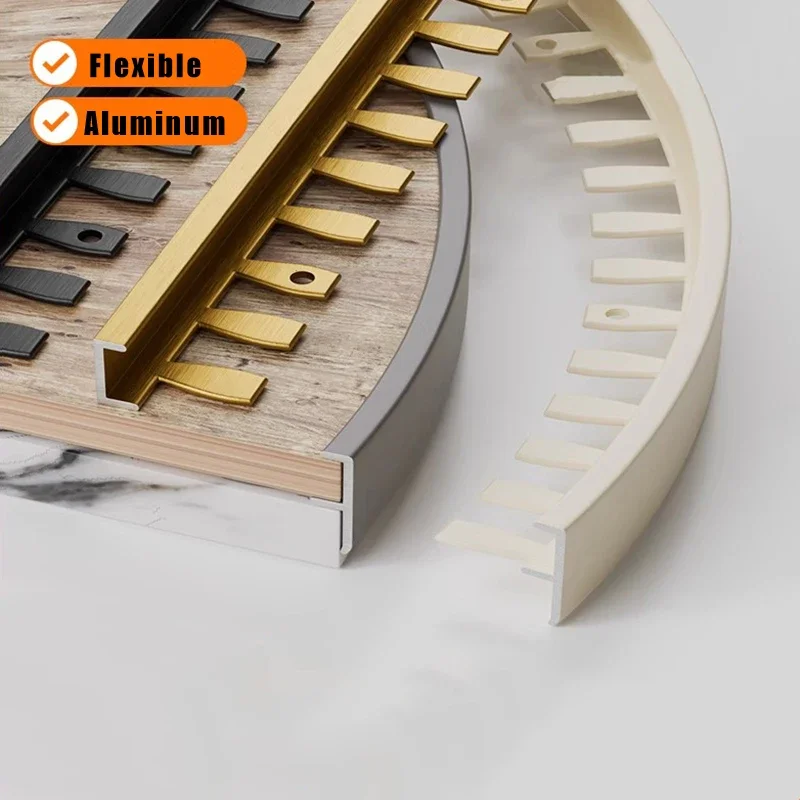 Bendable Aluminum Edge Strip Banding Wall Floor Anti-Collision Protector Cover Staircase Platform Stage Wallboard Edge Seal Bar