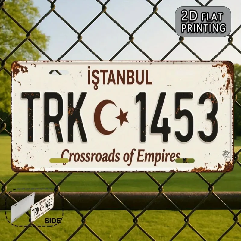 طائرة ثنائية الأبعاد - [طائرة [طائرة] 1 اسطنبول TRK C 1453 لافتة ألومنيوم معدنية عتيقة - علامة ديكور ريفية مقاس 11,9 × 6 بوصة، مصممة كـ "Cr