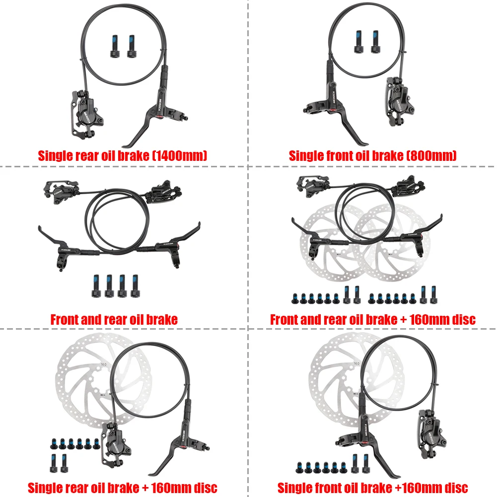 

Mountain Bike Hydraulic Disc Brake Set Left Rear Right Front Mountain Bicycle Oil Pressure Disc Brake Set with Rotors Bolts