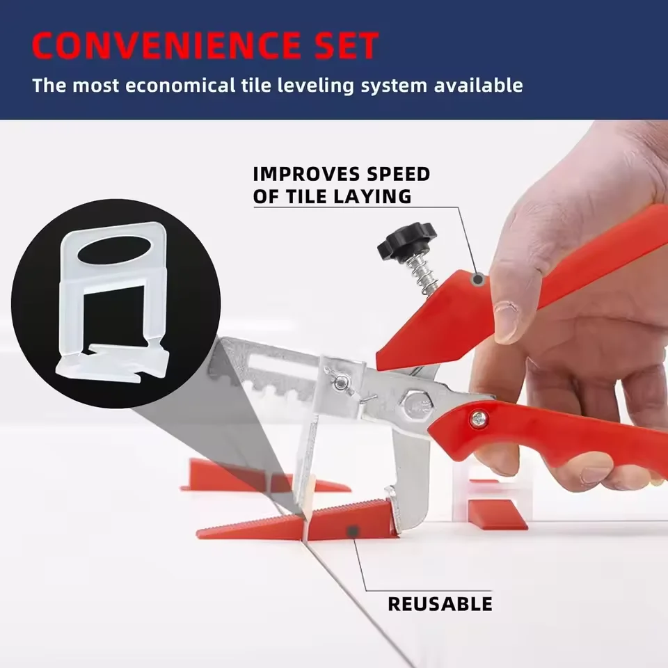 301PCS Tile Leveling System 0.5mm Leveler Base Tile Leveling Toolkit Tile Leveling Shims Clamps Wedges Construction Tools
