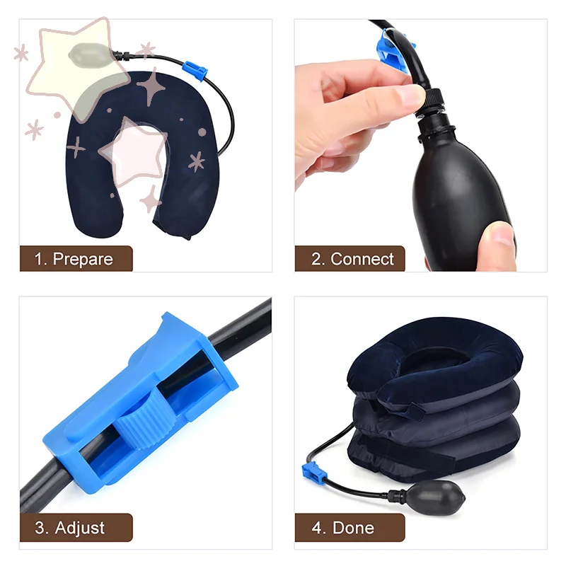 Comfortable Inflatable Air Neck Stretcher Cervical Neck Traction Brace Neck Massage Office Home Relief Decompression