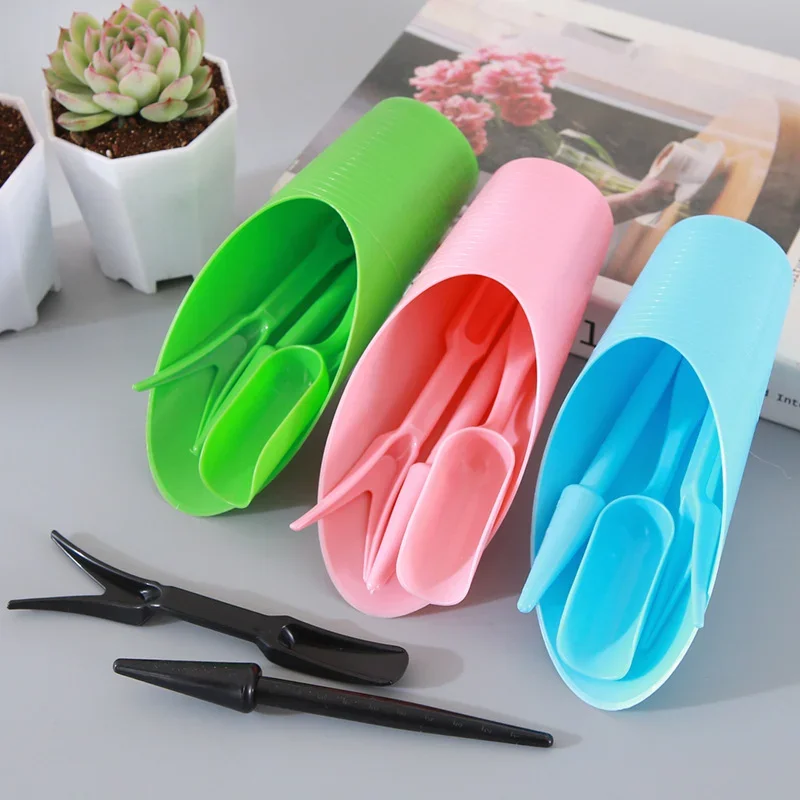 4pcs/set, Plastic Durable Bucket shovel Potted Cultivation cylinder MeatPlant soil shovel Garden Tools Mini Garden Planting Tool