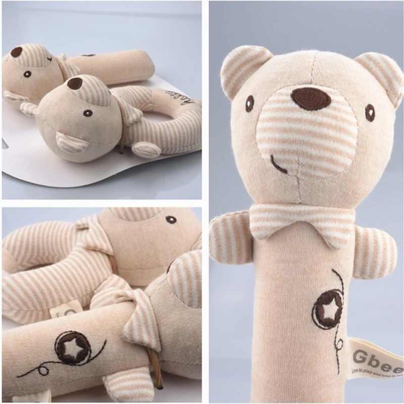 1 Set Animal Shaped Toy Rattle for Doll Accessories Early Educational Bed/Sofa Accompany Supplies Cotton Made