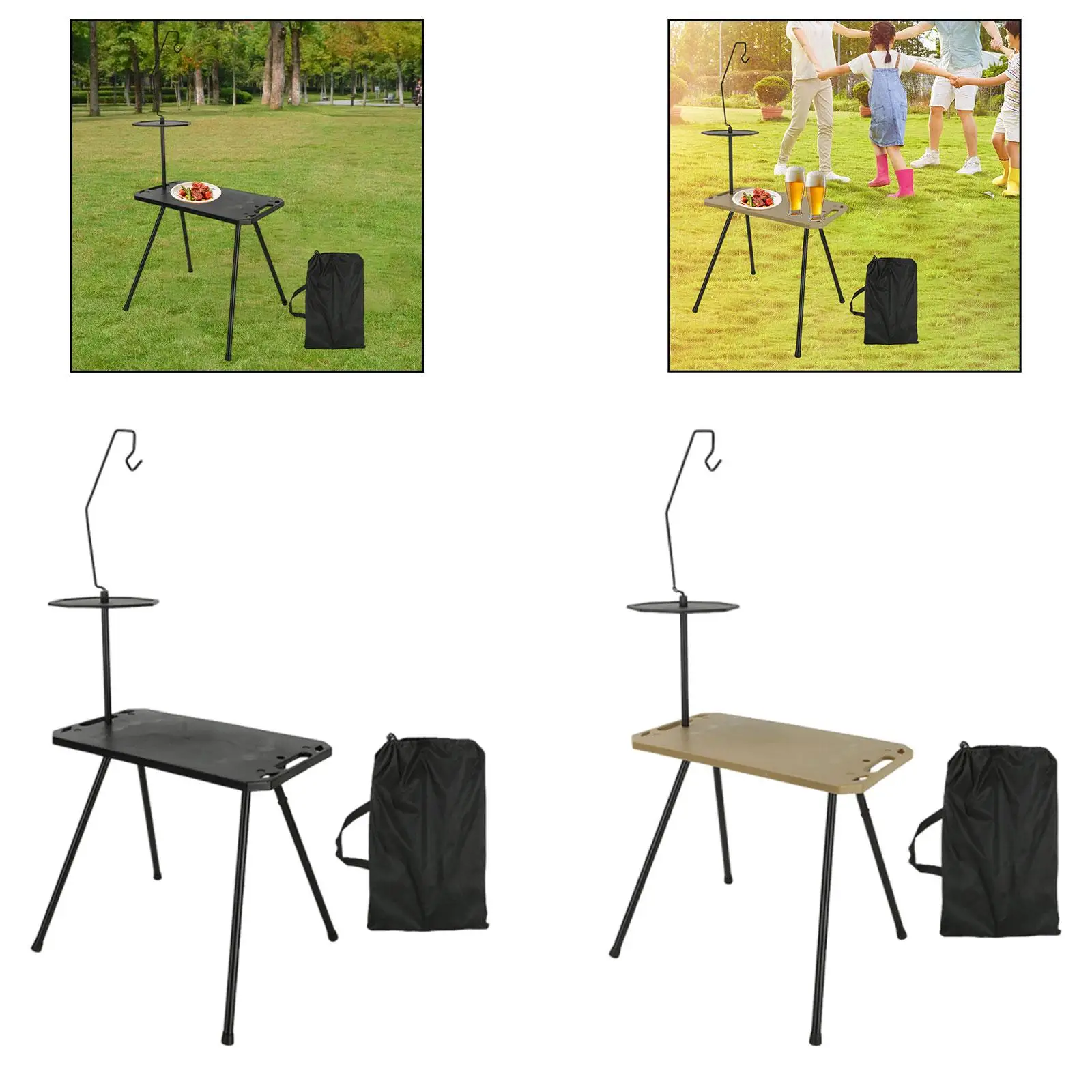 طاولة تخييم قابلة للطي في الهواء الطلق مع حامل فانوس، خفيفة الوزن، مع حقيبة تخزين، أرجل قابلة للفصل #4