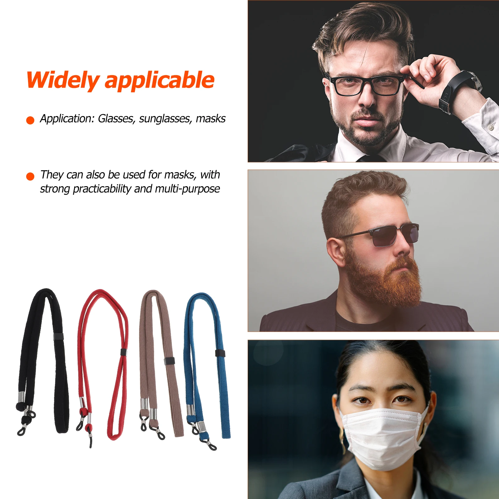 

4PCS Glasses Strap Adjustable Elastic Anti slip Ropes Durable Reusable Sunglasses Lanyard Nylon Outdoor Sports Protective Gear
