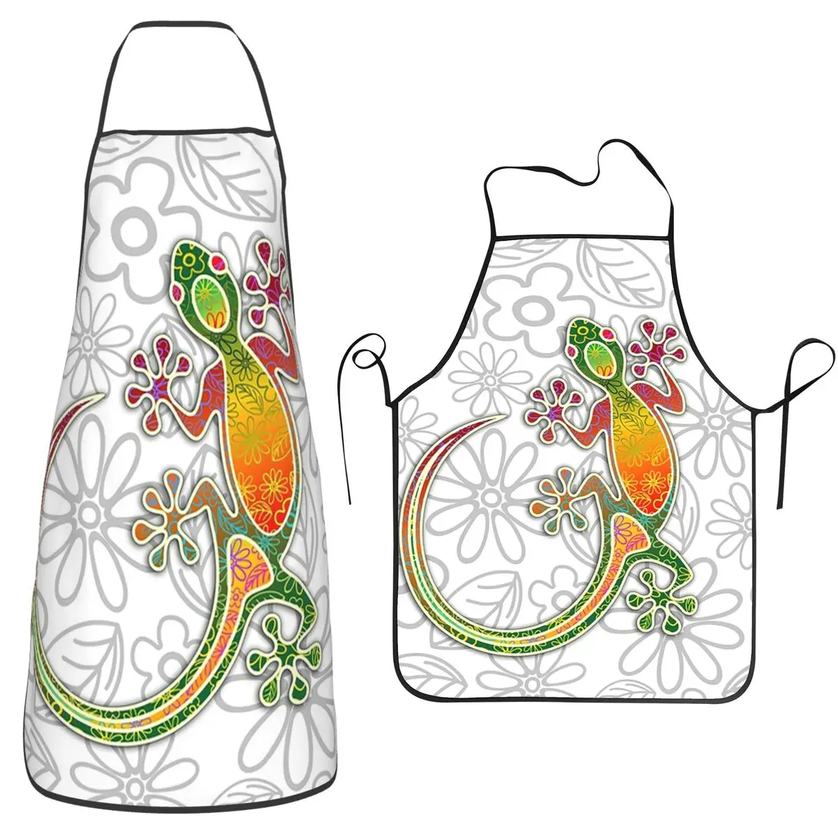Gecko Ethnic Tribal Lizard African Aprons Chef Cooking Tablier Sleeveless Bib Kitchen Cleaning Pinafore for Women Men Gardening