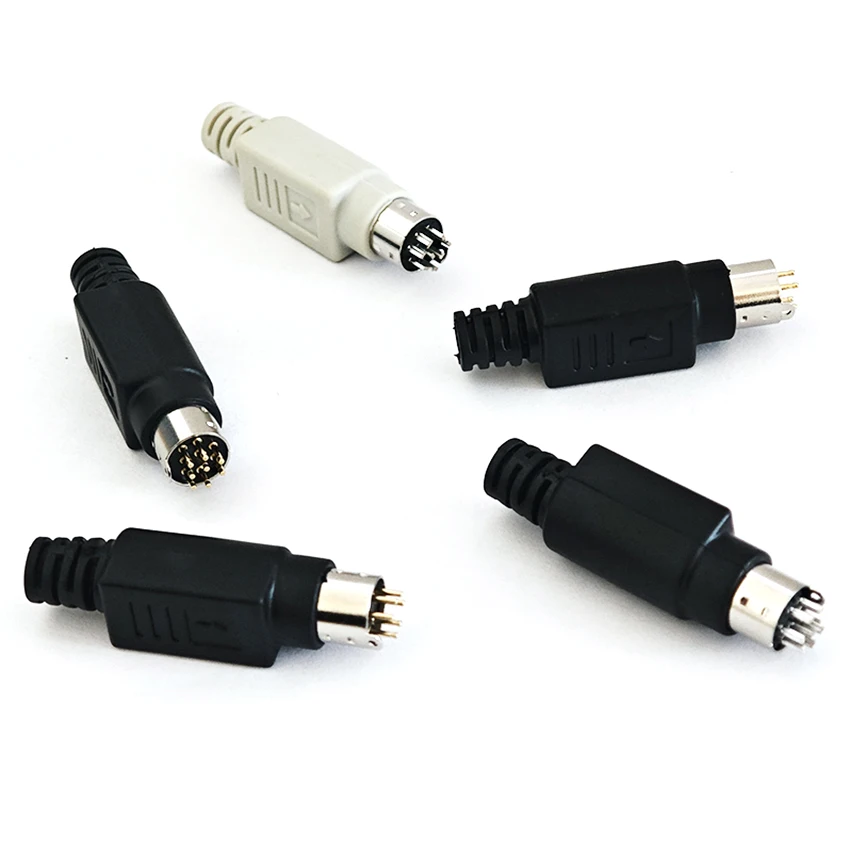 2pcs 8Pin/6Pin/4Pin Mini-DIN S Terminal PLC Connector MD8 Pin Male DIY For Soldering Cables Connector Industrial Equipment