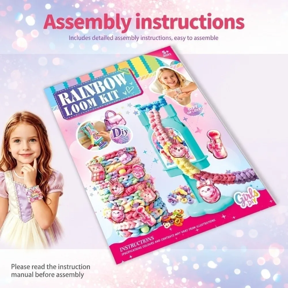 Handmade Rainbow Loom Kit DIY Colorful Beads Bracelet Making Kit Easy To Use Convenient DIY Bracelet Weaving Machine