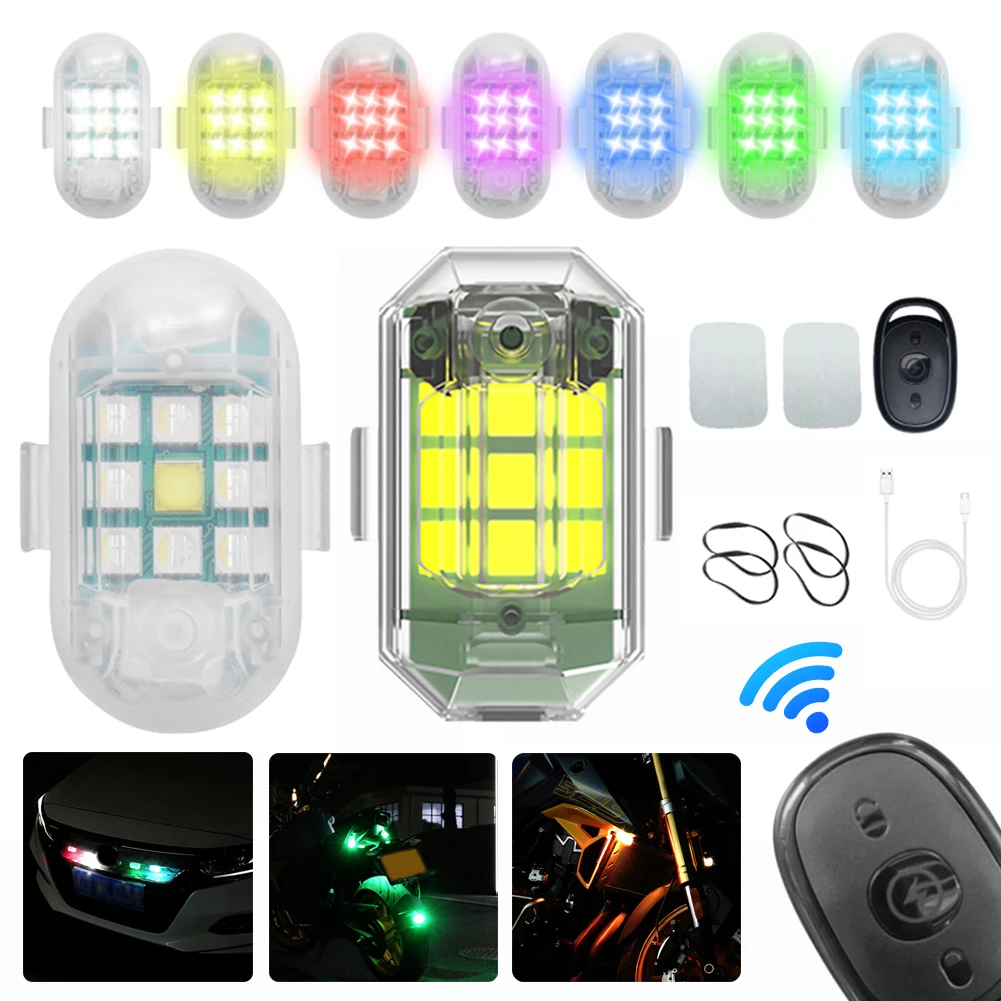 ไฟท้ายกระพริบไฟแฟลชรถยนต์ LED สำหรับรถจักรยานยนต์เครื่องบินจักรยานไฟกันน้ำรีโมทคอนโทรลไฟเตือนกันการชน