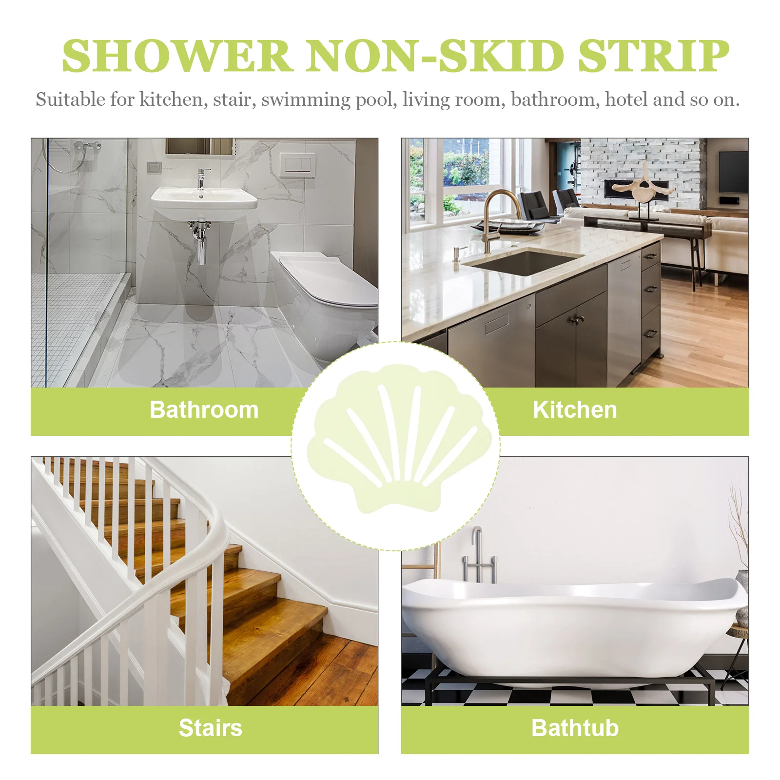

30pcs Bathroom skid Strip Sticker Shell Shaped Bathroom Non Skid Strip Decal Blue Rubber Non slip for Bathtub Floor Stair Shower