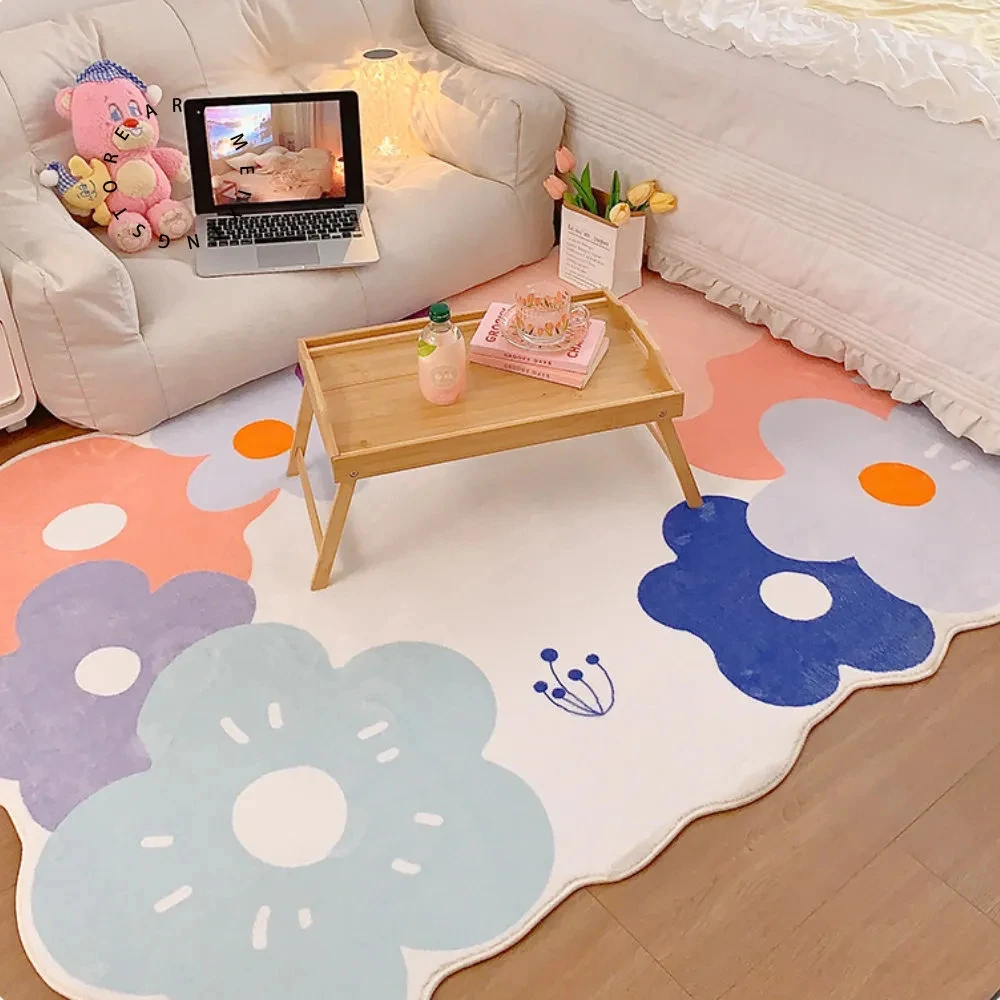 

Living Room Carpet Large Area Home Decoration Flowers Fluffy Plush Bedroom Bedside Rugs Soft Non-slip Lounge Coffee Table Mat 카펫