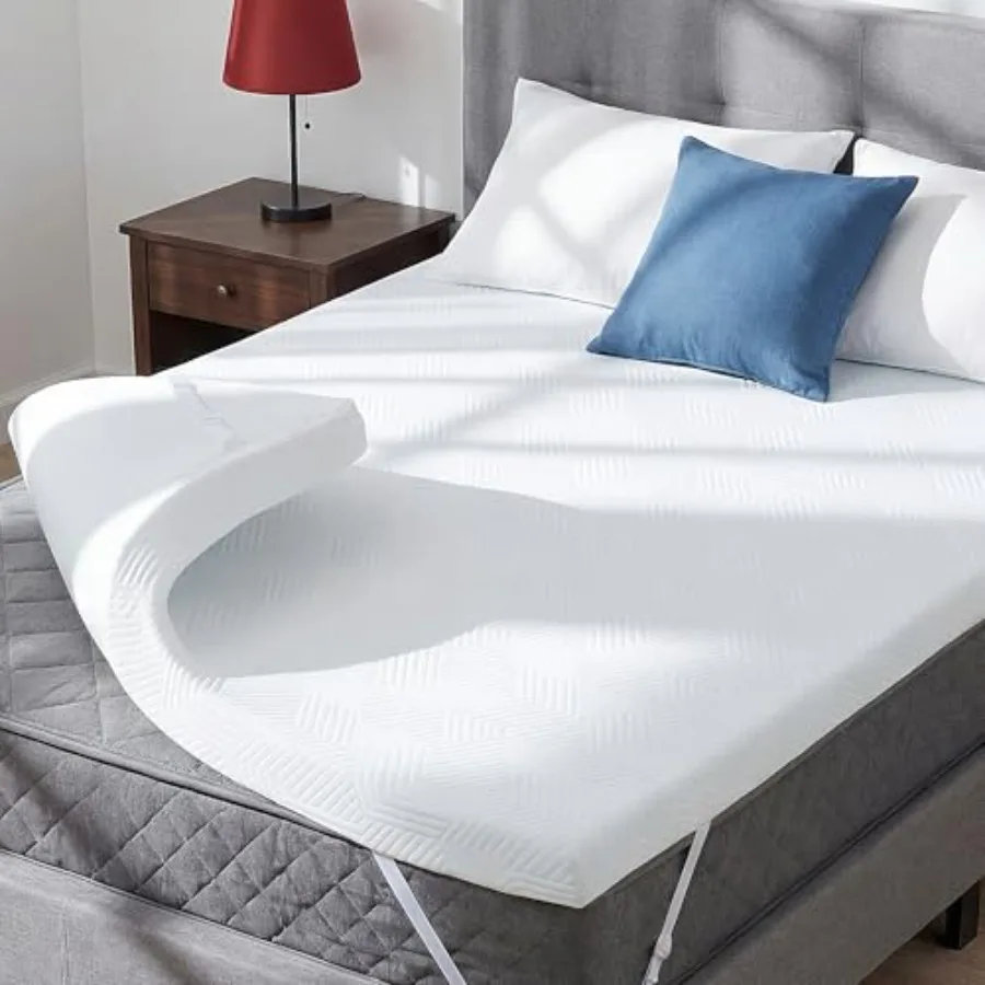 

3 Inch Memory Foam Mattress Topper with Adjustable Straps, Premium Soft and Supportive Topper, Breathable Gel Foam Bed Topper,