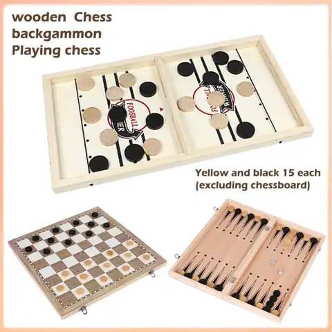 30pcs Wooden Checkers Backgammon Chess Pieces with 2 Dice Board Game Adults Kids  for Home New Year Party Game