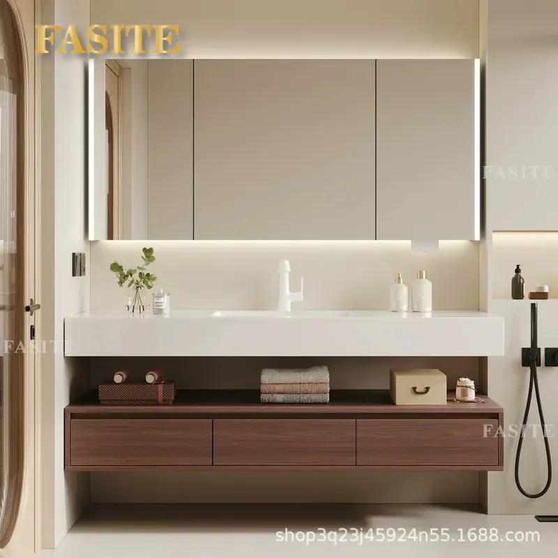 For Bathroom Ceramic Seamless Basin Washbasin Combined with Toilet Smart Mirror Cabinet Vanity Unit Modern Home Decor Space