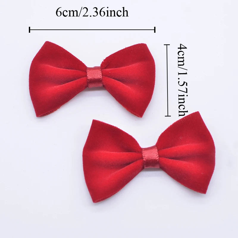 10Pcs Festive Red Bow Tie Appliques for DIY Clothes Hat Shoes Sewing Patches Headwear Hair Clips Decor Accessories