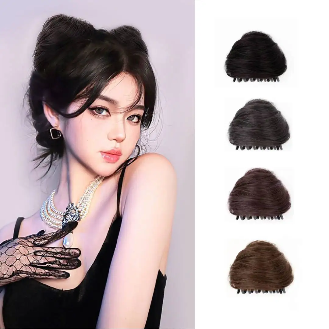 

Женская сумка для волос с шариковой головкой и кошачьими ушками, милая и милая заколка для волос, имитация ленивого диска, увеличивающая шпильку для волос, синтетический шиньон