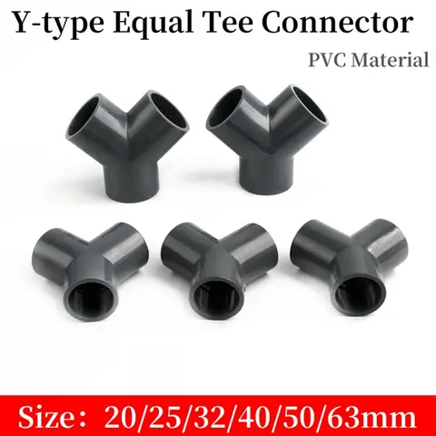 1/5PCS 20/25/32/40/50/63mm PVC Pipe Y-Type Tee Connectors 3-Way Quick Ventilation Tube Joint Plastic Aquarium Water Pipe Fitting