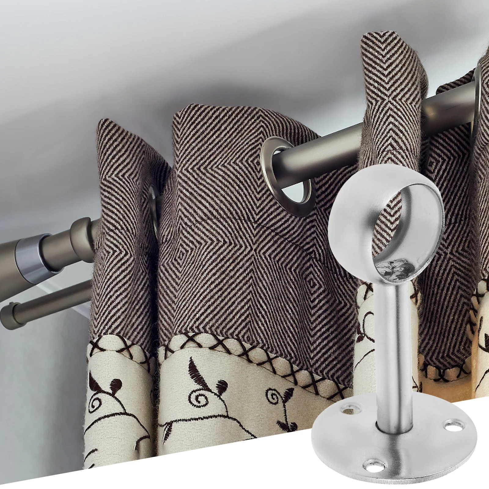 2 قطعة جدار فولاذي مقاوم للصدأ جبل قضيب حامل 25 مللي متر دش الستار خزانة قوس ملحقات الحمام منشفة رف خزانة دعم