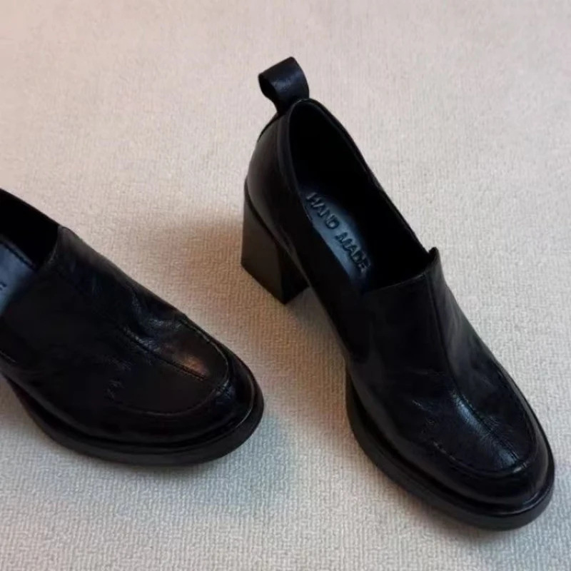 

Women Round Toe Low Top Slip On Casual Shoes Middle Square Heel 3 To 5 Cm Pu Material Non Slip Rubber Sole Comfort Daily Indoor