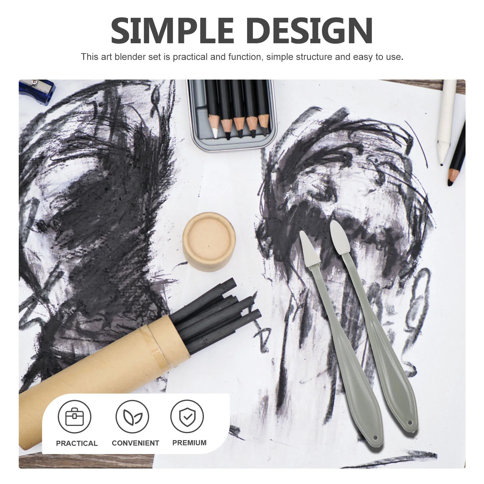 

1Set Sponge Head Sketch Pens Long Handle Comfortable Grip Sketch Drawing Tools Blending Stumps Set for Artists Beginners Art