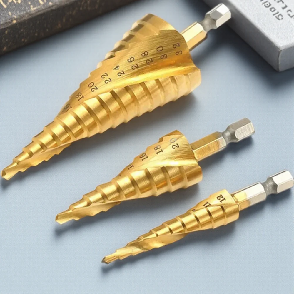 

4-12 20, 32 мм HSS, спиральное рифленое центральное сверло, твердосплавное титановое ступенчатое конусное сверло, аксессуары для сверл