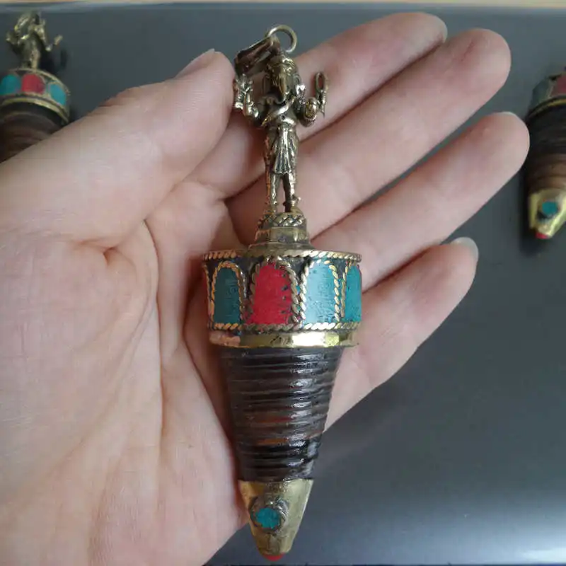 Tibetan Amulet Pendants Copper Capped Natural Lovely Sea Snail Pendant Ganesh Tara Buddha TBP599