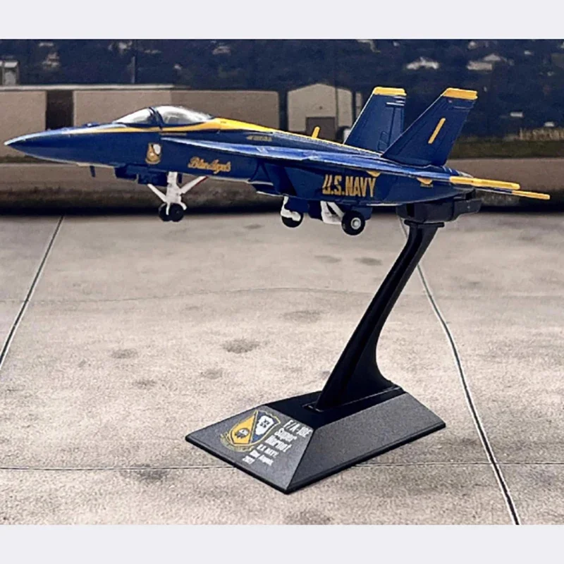 Diecast 1:144 Scale U.S. Navy F/A-18E fighter blue angels Alloy Finished Aircraft Simulation Model Souvenir Gifts For Adult Boy