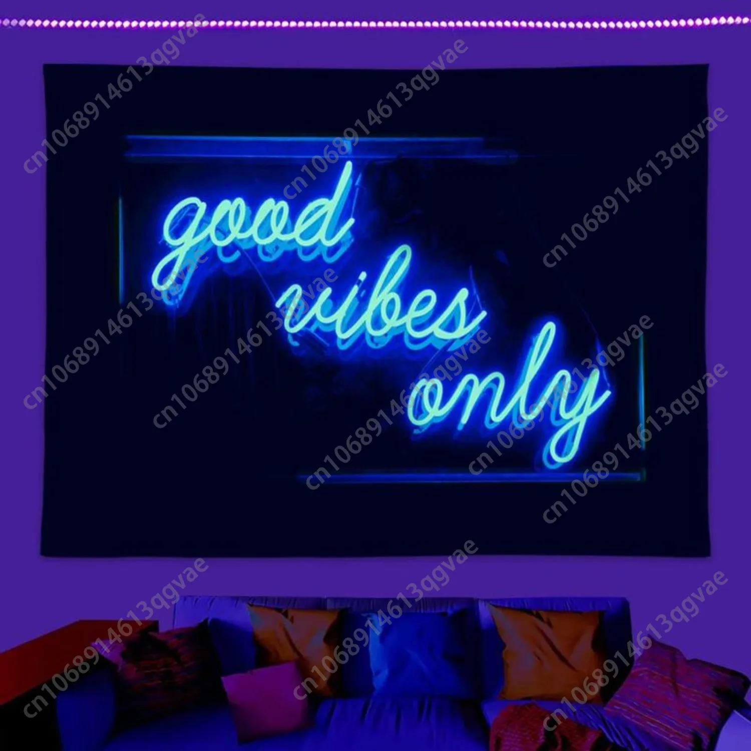 نسيج فلورسنت بنمط المناظر الطبيعية مع ملحقات تثبيت معلقة على الحائط ضوء أسود للديكور المنزلي المخصص