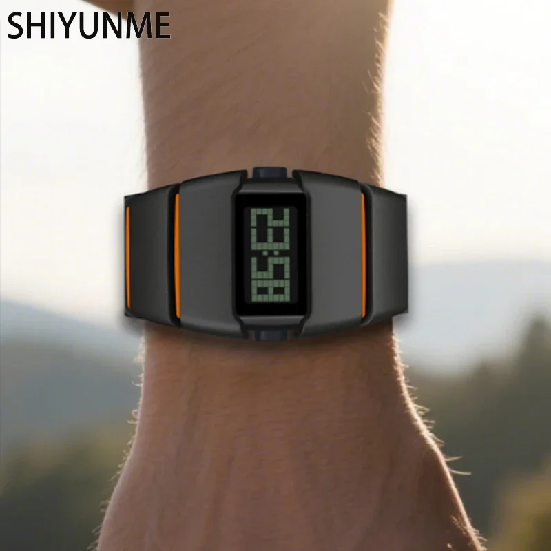 ساعة SHIYUNME الفاخرة للرجال الإلكترونية بتصميم إبداعي ساعة فريدة من نوعها للرجال ساعة يد رياضية كاجوال LED مادة بلاستيكية مقاومة للماء #6