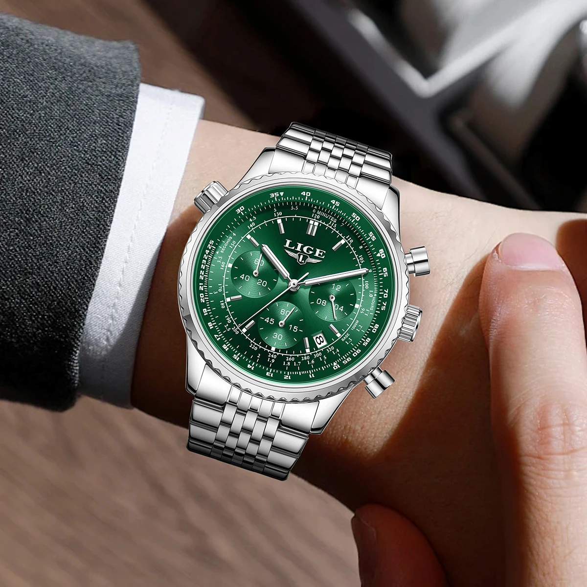 LIGE Teenagers Sport Wristwatch Waterproof Luminous Date Chronograph Man Watch Stainless Steel Luxury Fashion Quartz Men Watches