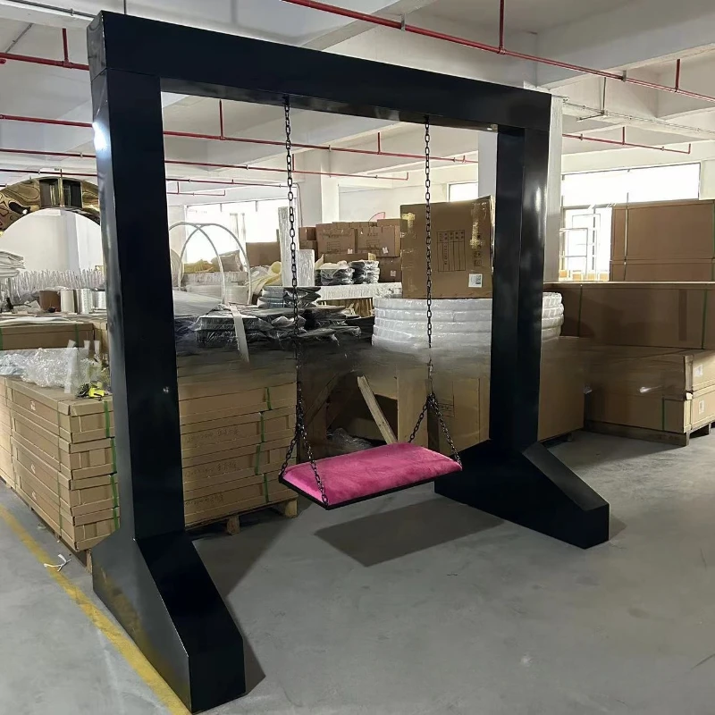 

Stainless steel black sheet metal swing sofa single seat for wedding party