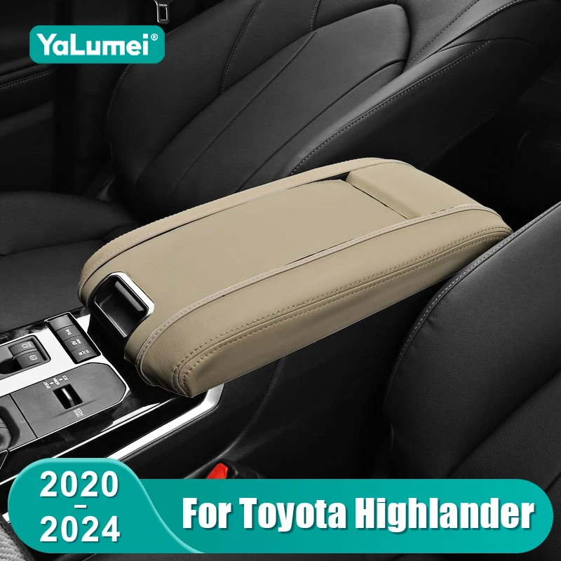 

For Toyota Highlander XU70 Kluger 2020 2021 2022 2023 2024 Car Center Console Armrest Box Cover Leather Case Accessories
