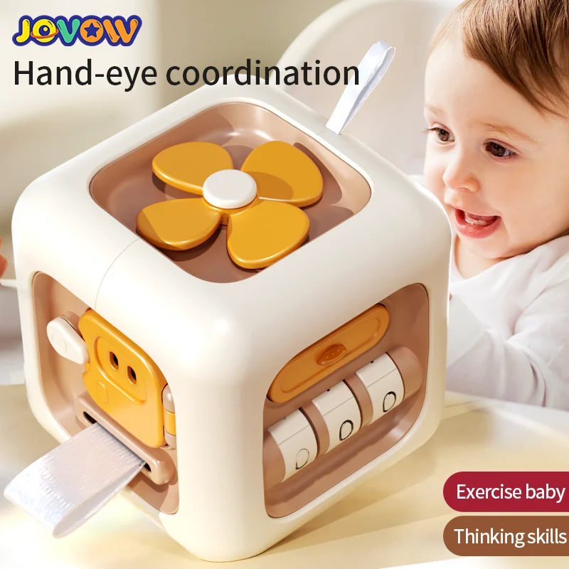 

6 in 1 Montessori Educational Toys Sensory Busy Board Baby Practice Skills Drawer Cube Fidget Educational Toys for Girl Boy