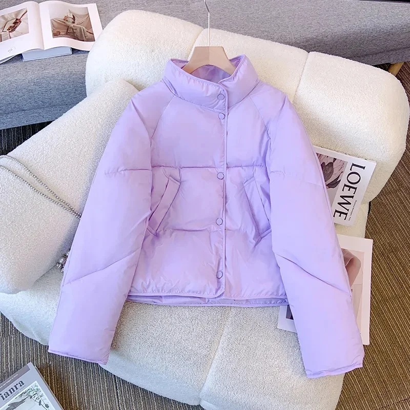 2023 New Women's Winter Coat Stand Collar Puffy Cotton Padded Jackets Thicken Warm Parkas Coats Female Cardigan Outerwear