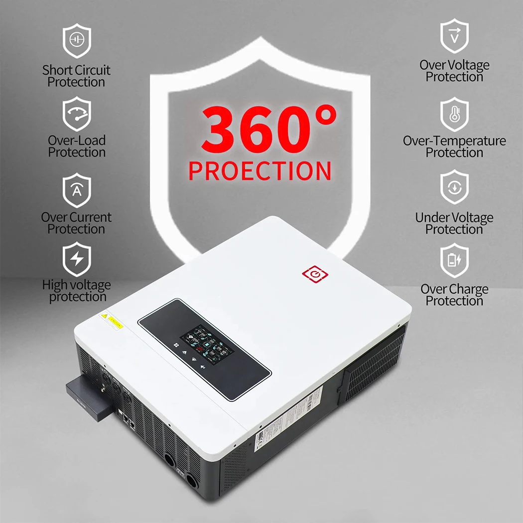 ECGSOLAX 10.2KW عاكس هجين للطاقة الشمسية 48Vdc 230Vac مع أقصى شحن 180A شاحن عاكس عاكس للطاقة الشمسية ماكس PV 500VDC