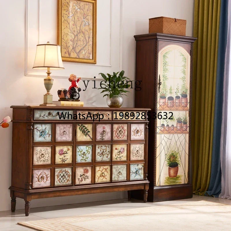 WW  1 American country painted Mediterranean style single children with mirror wardrobe shoe cabinet