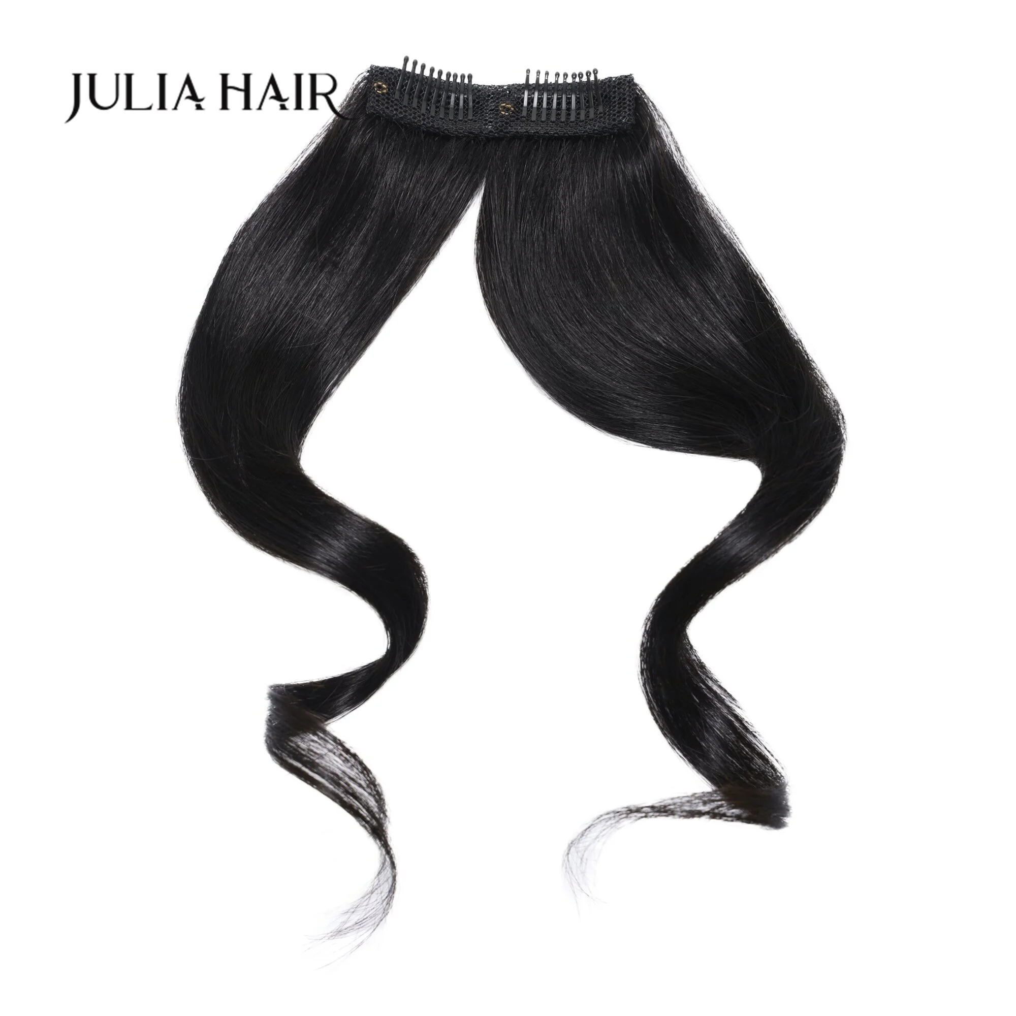 Julia Hair Clip instantáneo en cortina de cabello humano, flequillo de ocho caracteres, dos piezas, extensiones de cabello con Clip