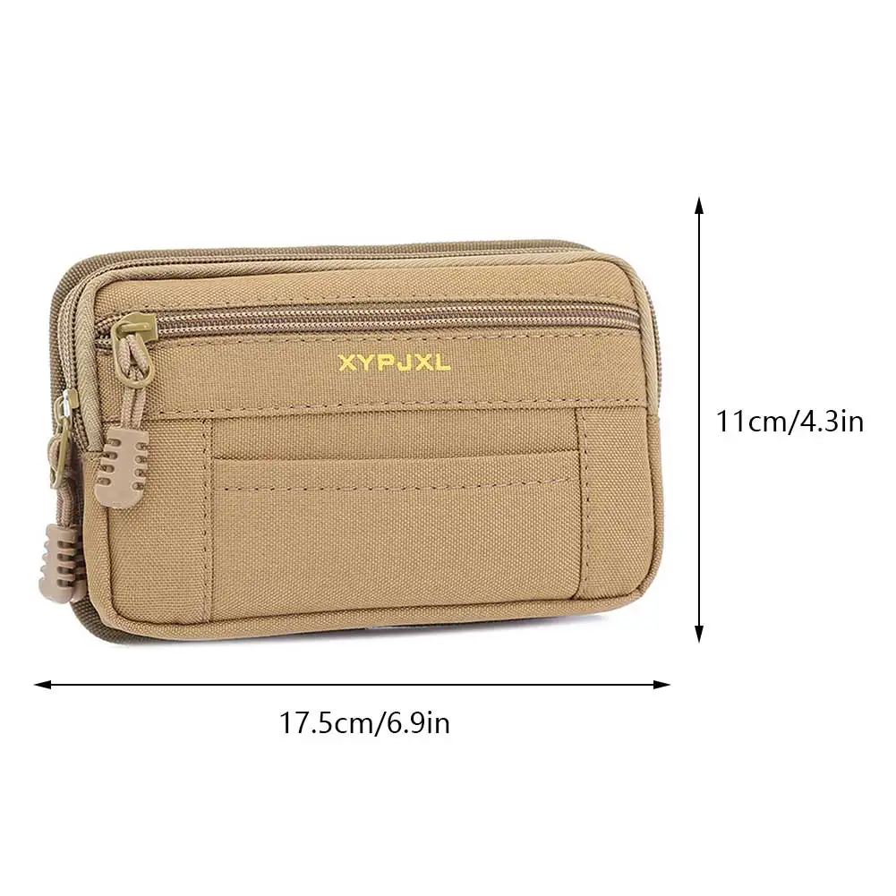 Bolsa de cinturón Molle para hombre, cartera portátil para exteriores, bolso táctico de senderismo, bolsa de cintura de lona con cremallera para