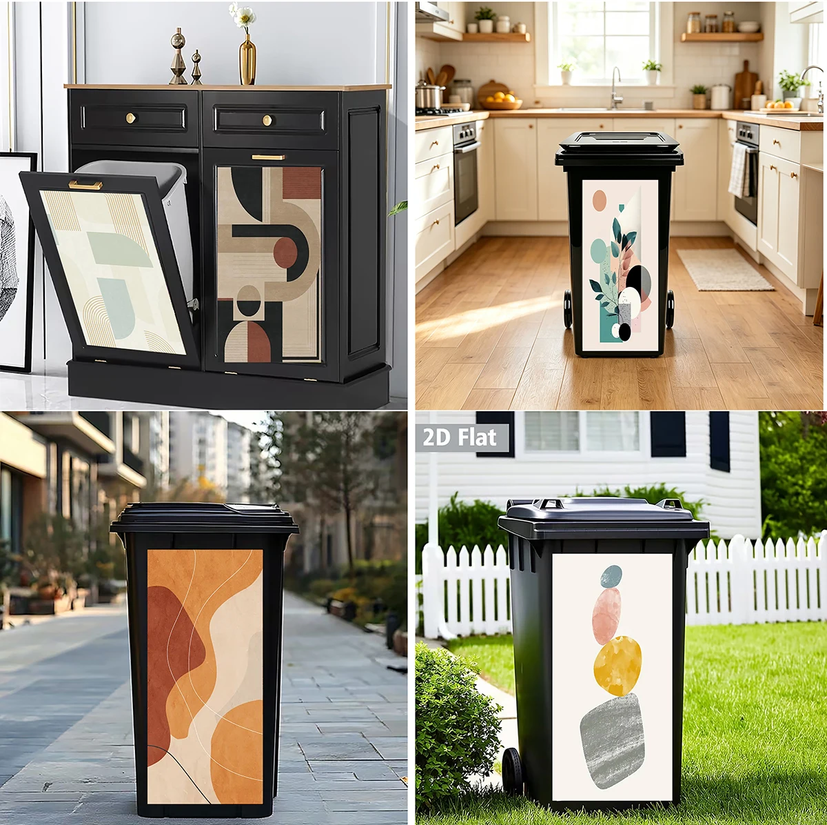 Coastal Starfish Abstract Wheelie Bin Stickers Waterproof Self Adhesive Dustbin Wrap Outdoor Garden Cabinet Door Decor Decals