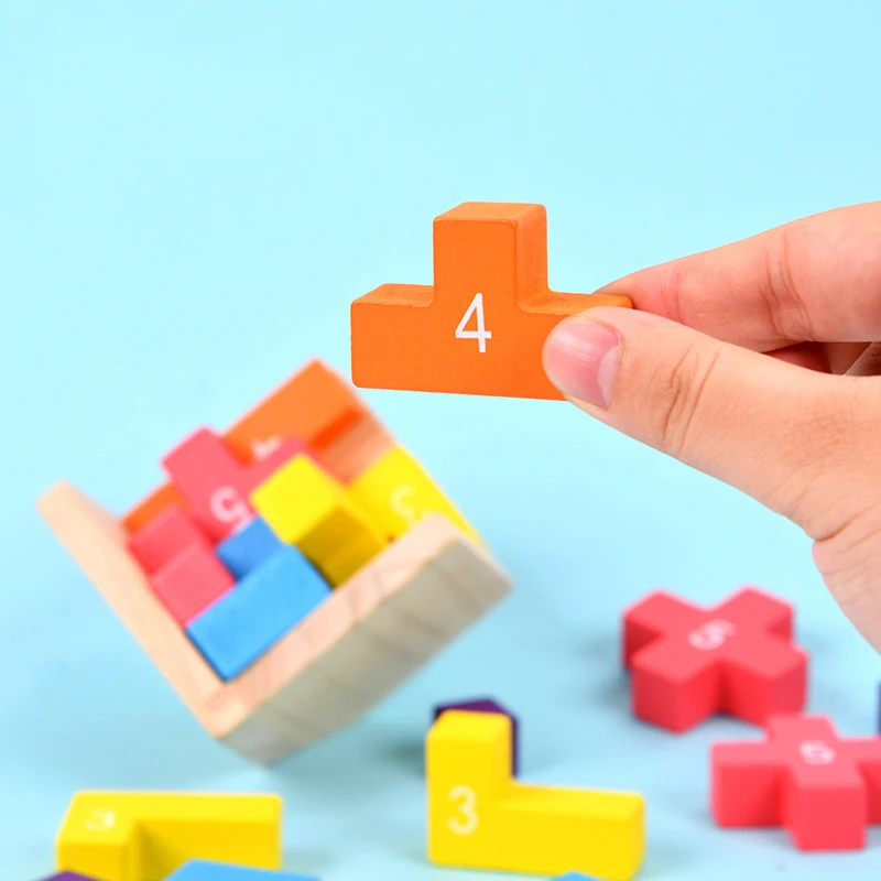 Puzzle en blocs de bois colorés pour enfants et adultes, cube de verrouillage Luban classique, jouets de puzzle 3D, jeu intellectuel, cadeaux d'instituts soulignés