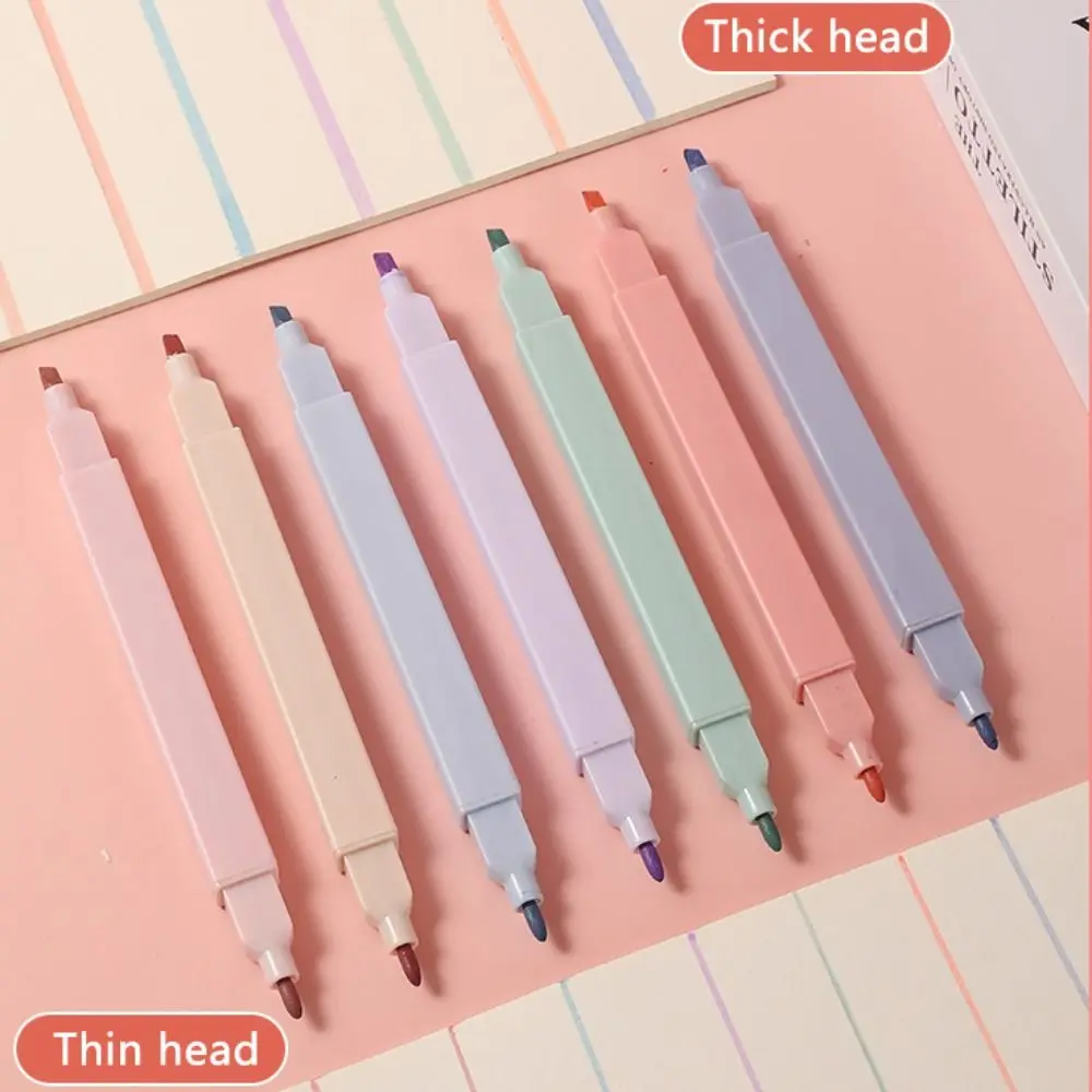 

Double Headed Highlighter Pens Stationary Supplies Fluorescent Pastel Highlighters Aesthetic Kawaii Colored Markers Pens School