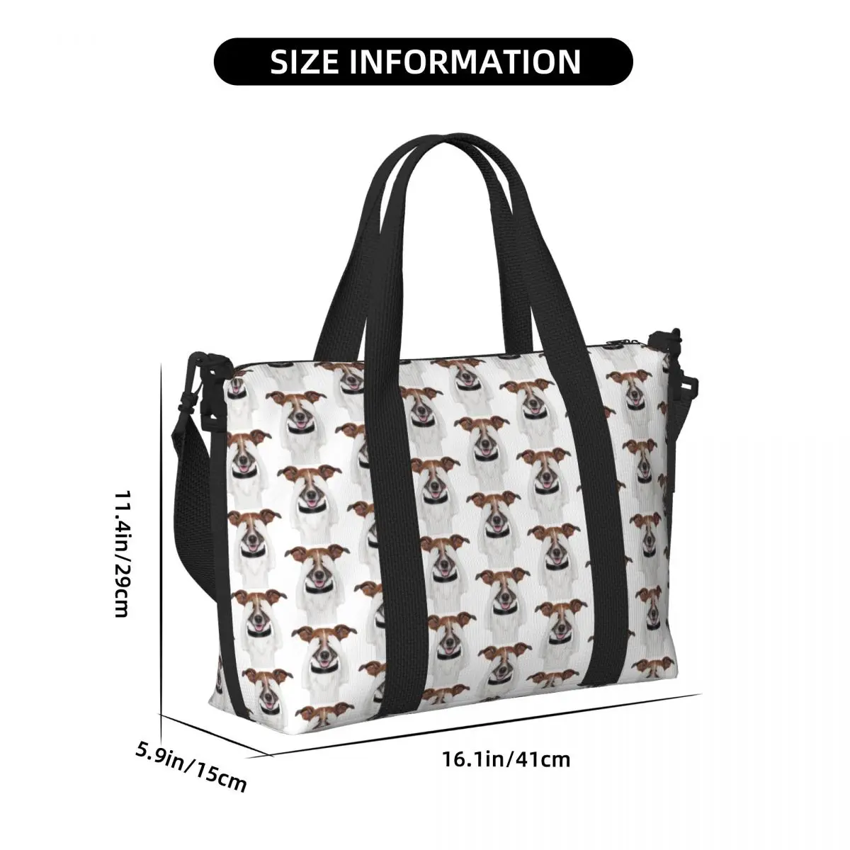 Bolso de mano personalizado lindo Jack Russell Terrier perro Meme mujeres de gran capacidad Animal de compañía gimnasio playa bolsas de viaje