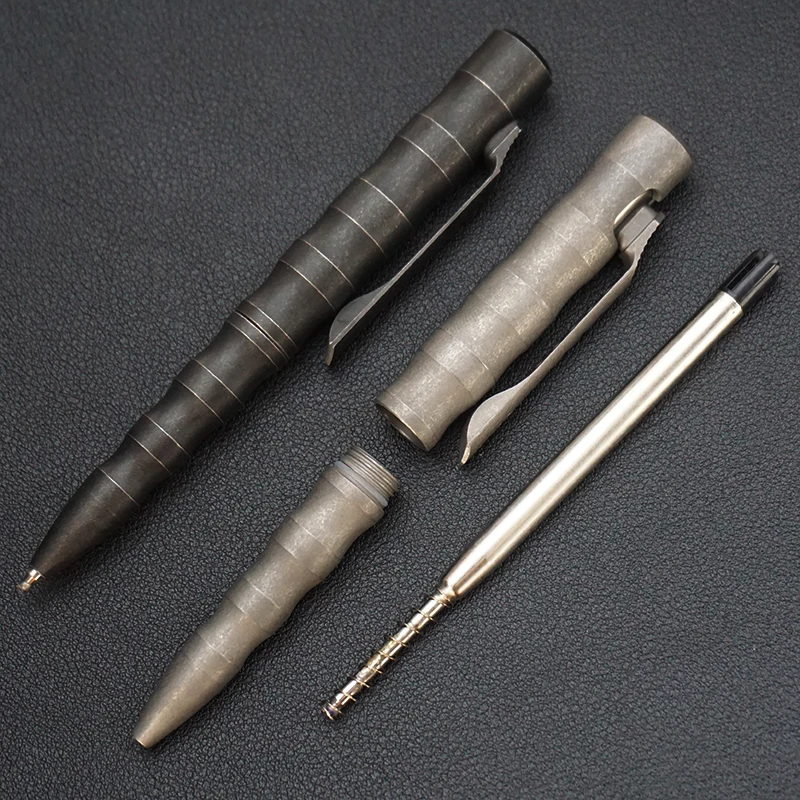 Titanium Alloy Bolt-Action Ballpoint Pen EDC Pocket Pen G2 Refill Smooth Writing Office Signature Pen with Clip