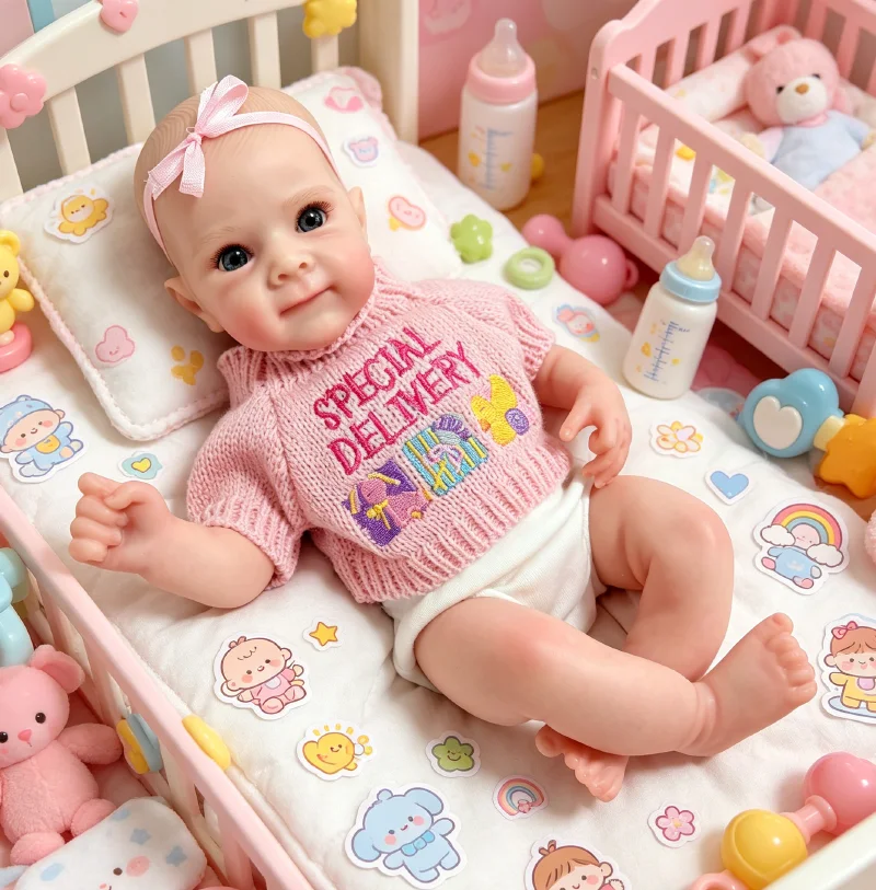 

33cm Reborn Bettie Soft Elastic Solid Platinum Silicone Doll Lifelike Hand-Painted Hair Very Soft Touch Baby Doll for Collector