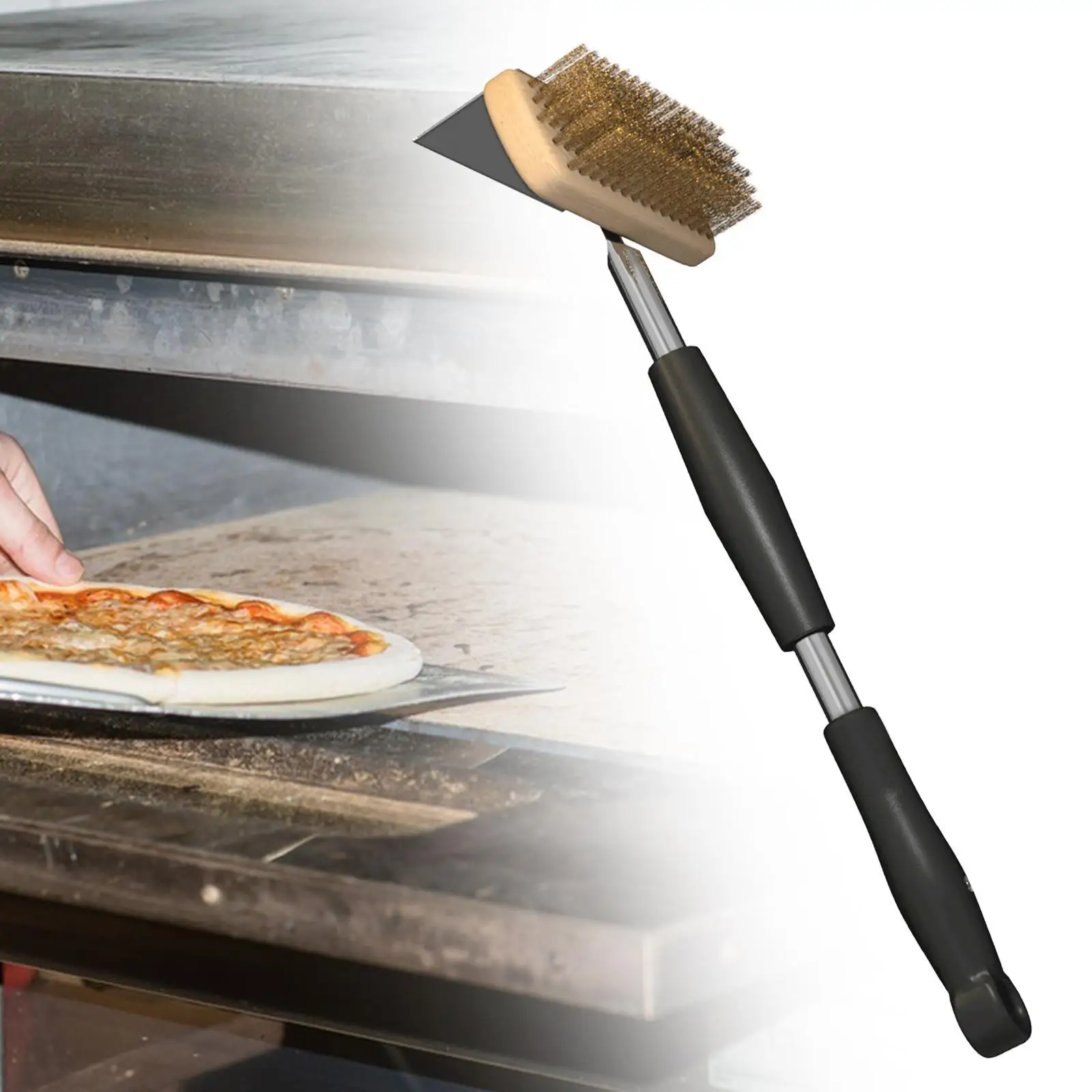 Pizza Oven Brush Stainless Steel Easy to Use Copper Brush Long Handle for Picnic