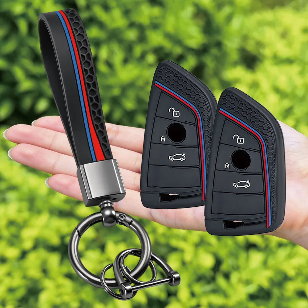 

Keychain Silicone Car Remote Key Case Cover Fob For BMW X1 X3 X4 X5 X6 F15 F16 G30 G20 3 5 7 Series G01 G02 G05 G11 G32 F48 F39