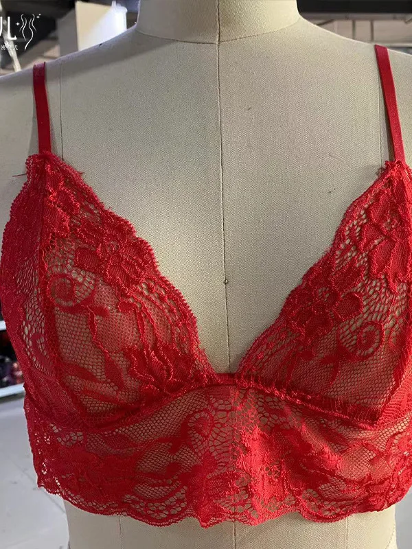 new women\'s korean sexy embroidery perspective fashion underwear lace push up bra top sexy sporta bras cute multicoloured  3YDI