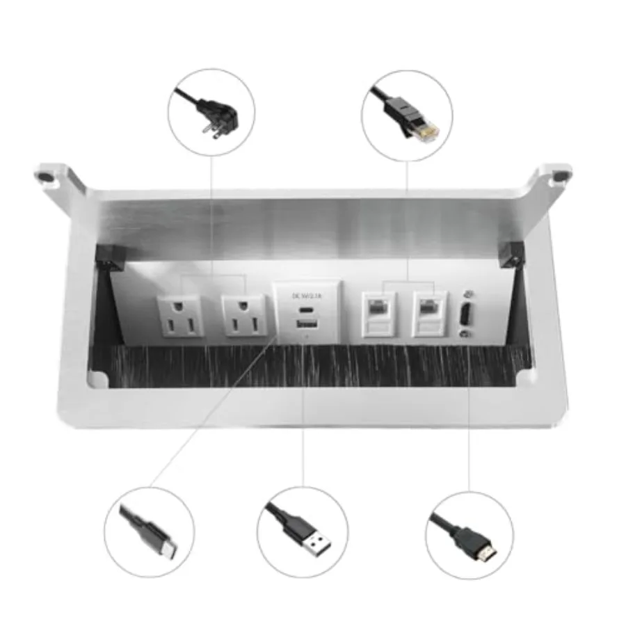 ZESHAN Conference Table Power hub Conference Table connectivity Box with 45 Degree Angle Convenient Plug-in Socket Power Fully