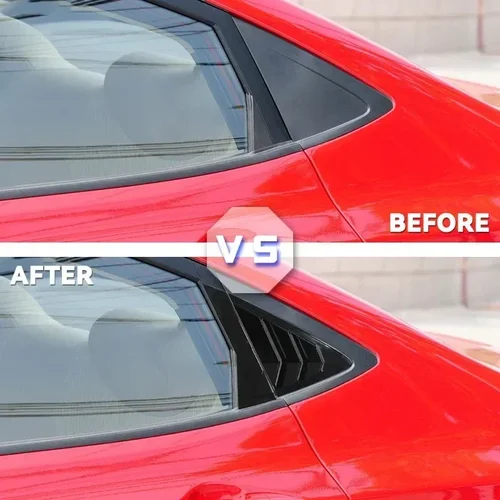 Imagen 2 del producto Cubierta de persiana para ventana trasera de coche, accesorio Exterior de fibra de carbono, color negro, para Hyundai Verna 2010-2016, 2 piezas