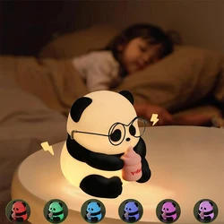 Lindas luces nocturnas de Panda de silicona, luces nocturnas LED recargables con decoración de animales Kawaii para regalos de cumpleaños/sueño, luces navideñas